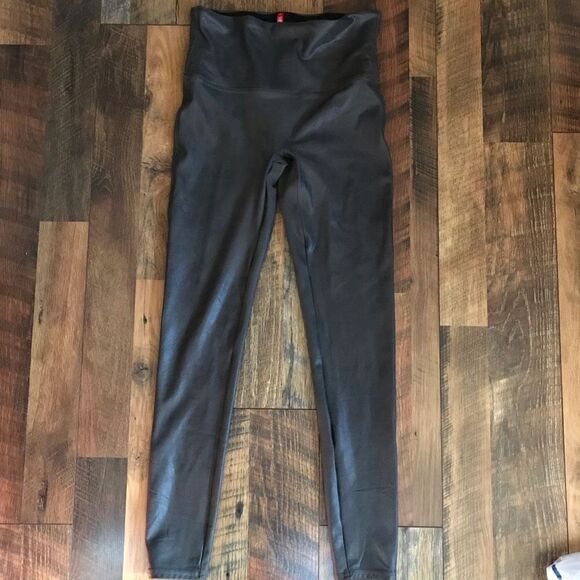 Spanx SZ Large shiny gray leggings pants tights figure shaping - Picture 3 of 4